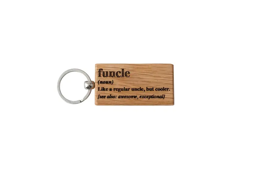 Dapper Chap 'Funcle' Rectangular Oak Keyring