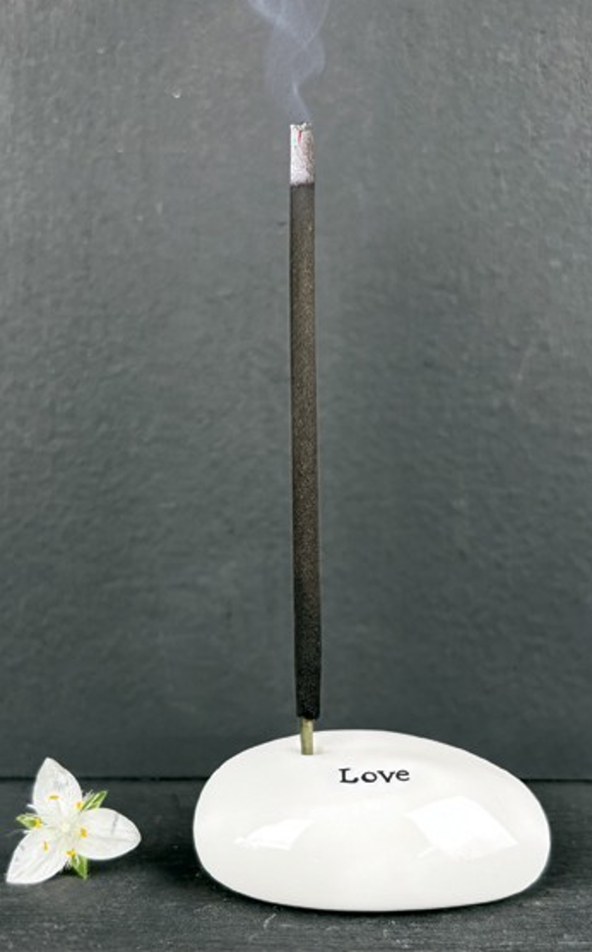 Pebble incense holder-Love