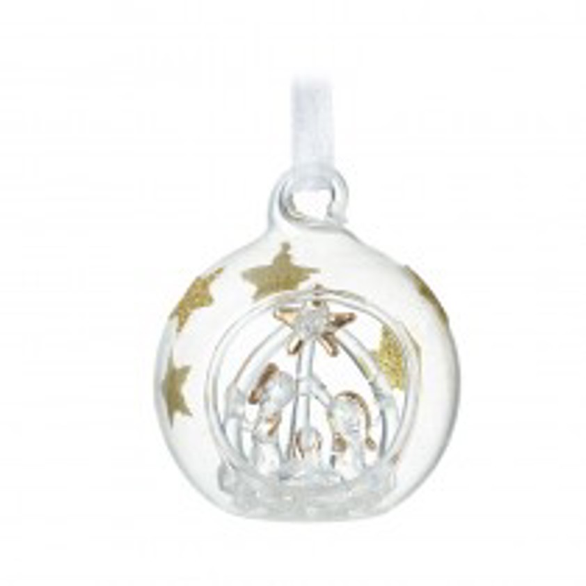 Glass Bauble With Nativity Scene