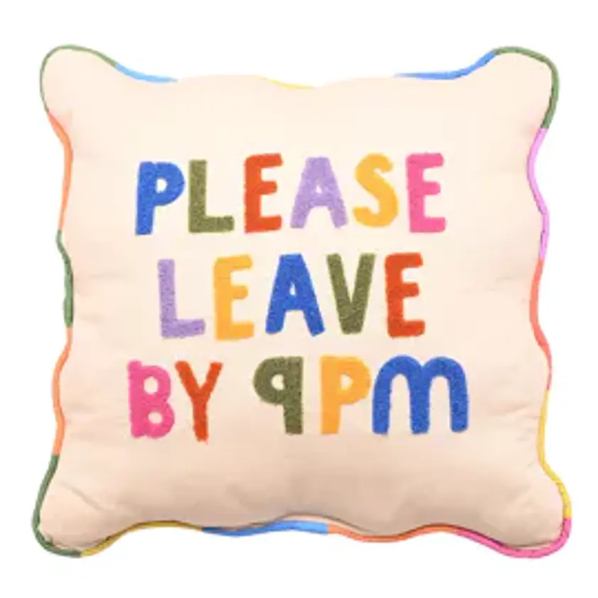 Raspberry Blossom Cushion - "Please Leave By 9"
