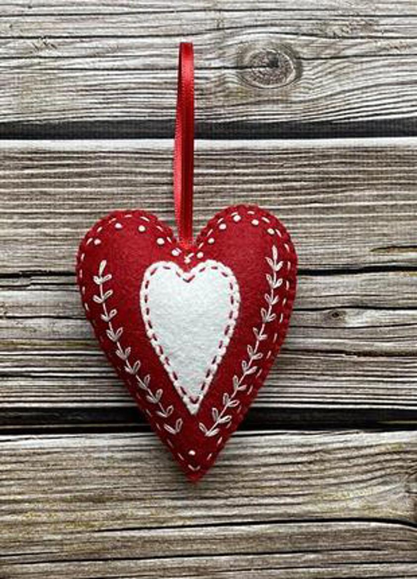 Felt red Heart with white inner