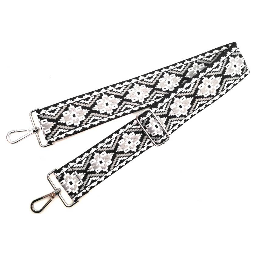 Embroidered Bag Strap with a silver buckle