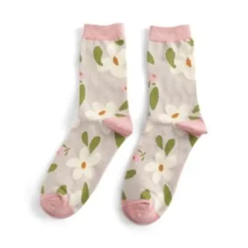 Falling Daisies Socks Silver