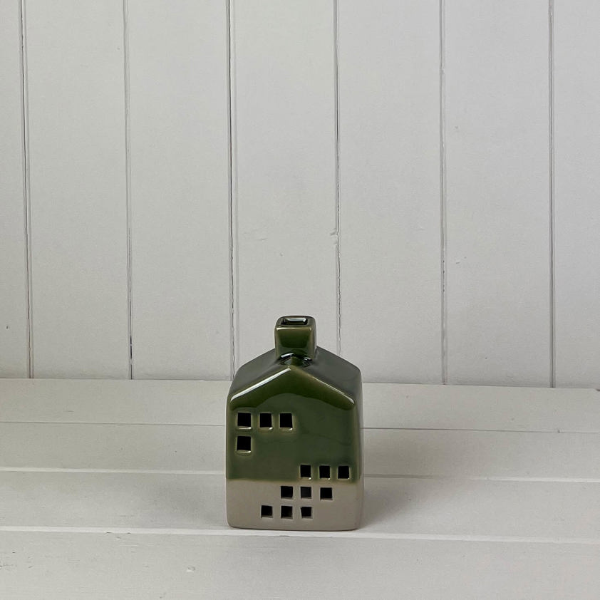Green Ceramic House Decoration with LED (12cm)