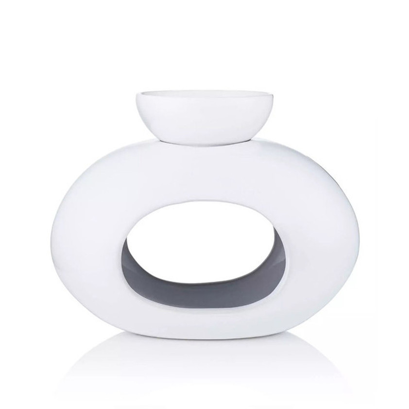 Ava May White Oval Burner with Burner Bowl