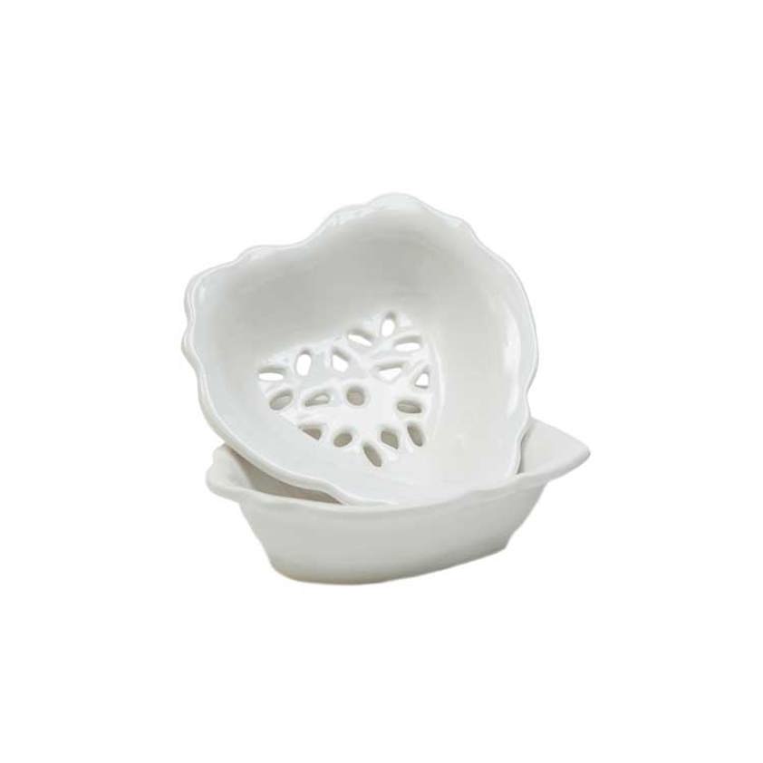 Heart Double Layered Ceramic Draining Soap Dish - Heart Shaped