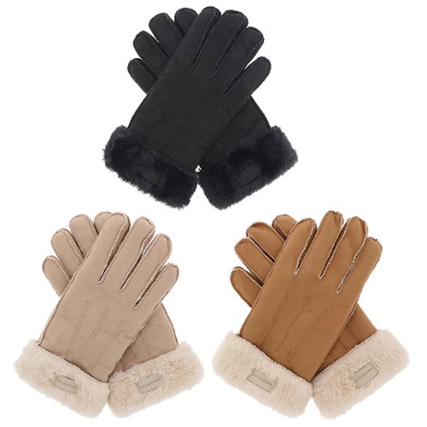 Black Luxury Faux Sheepskin Gloves