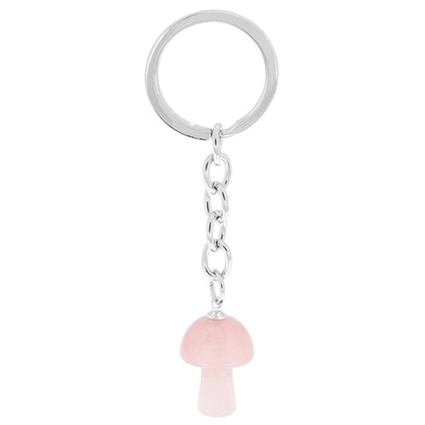 Gemstone Mushroom Keyring Rose Quartz