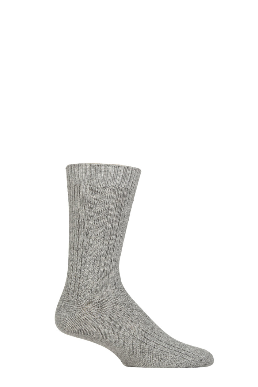 Grey 1PK Cashmere Mens Socks