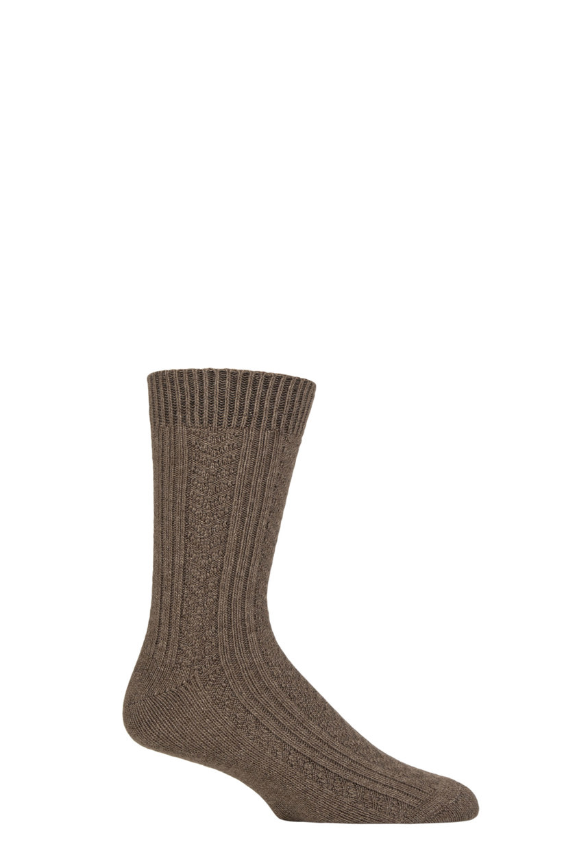 Brown 1PK Cashmere Mens Socks