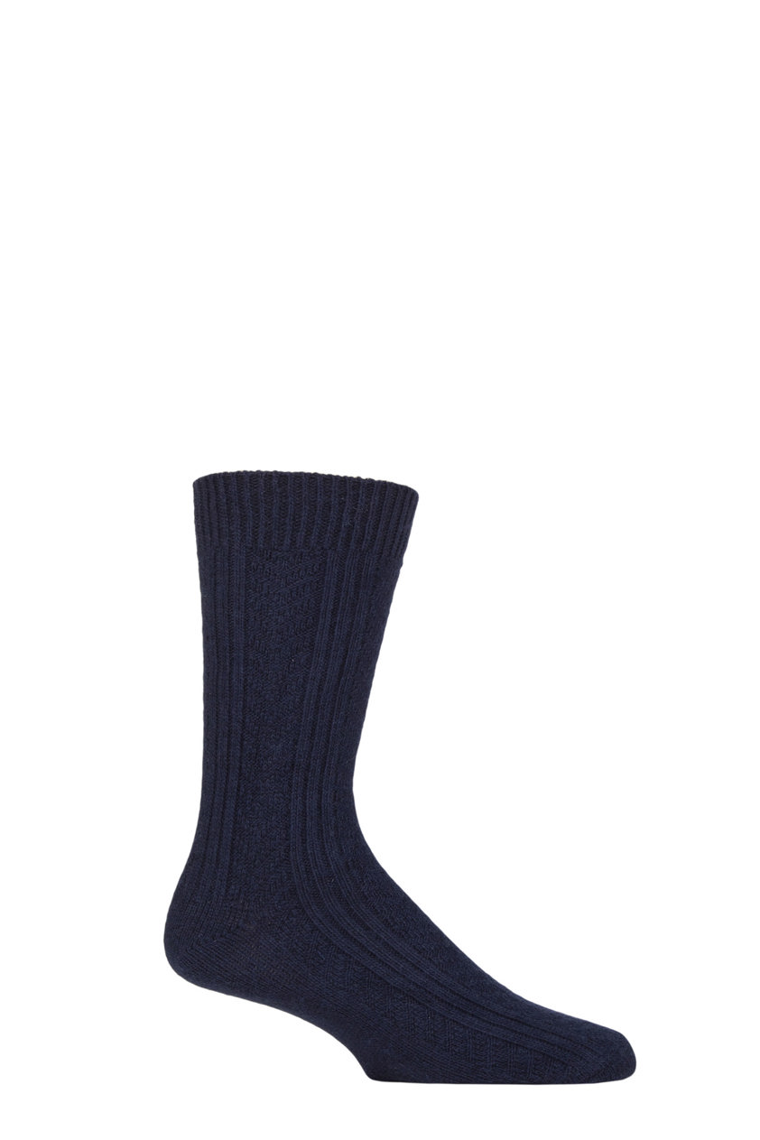 Navy 1PK Cashmere Mens Socks