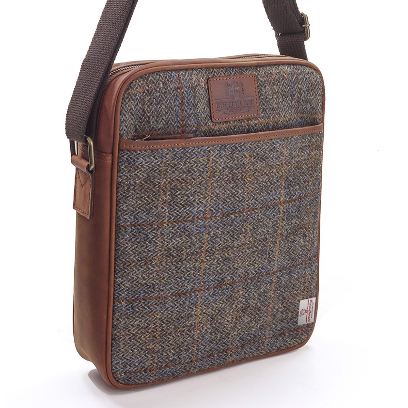 harris tweed leather bag