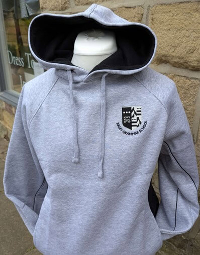 Marl Grey/Black Ilkley Grammar School Hooded Top - Youths