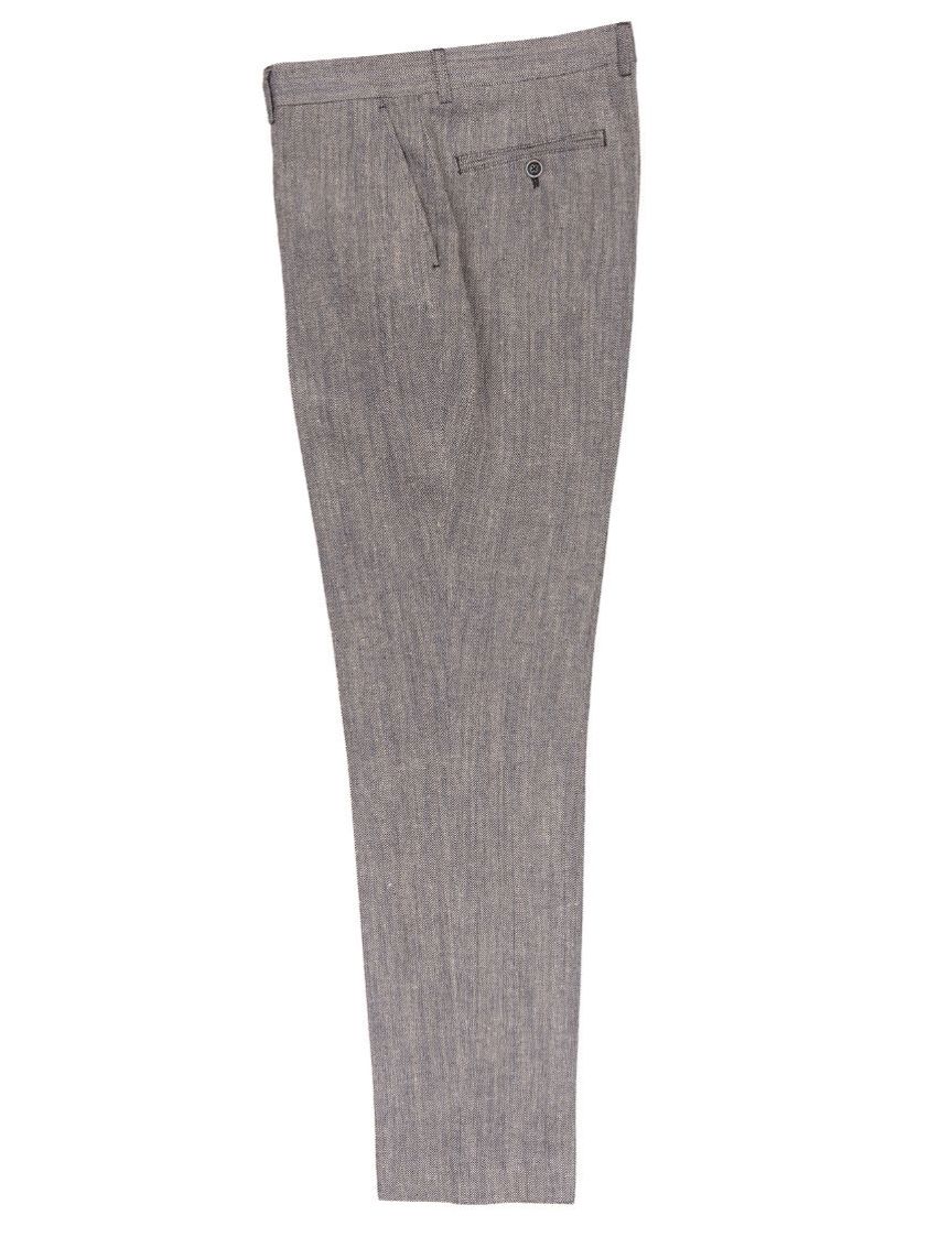 Navy Linen Blend Trousers