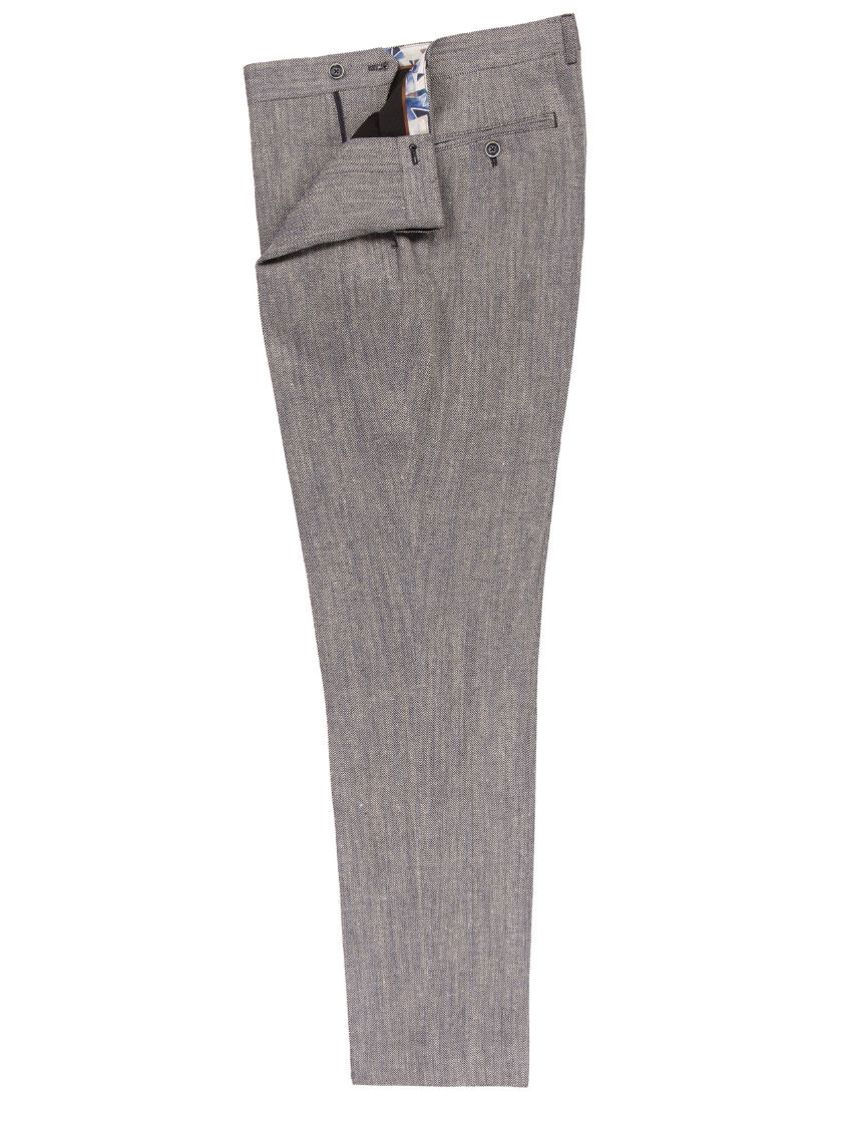 Navy Linen Blend Trousers