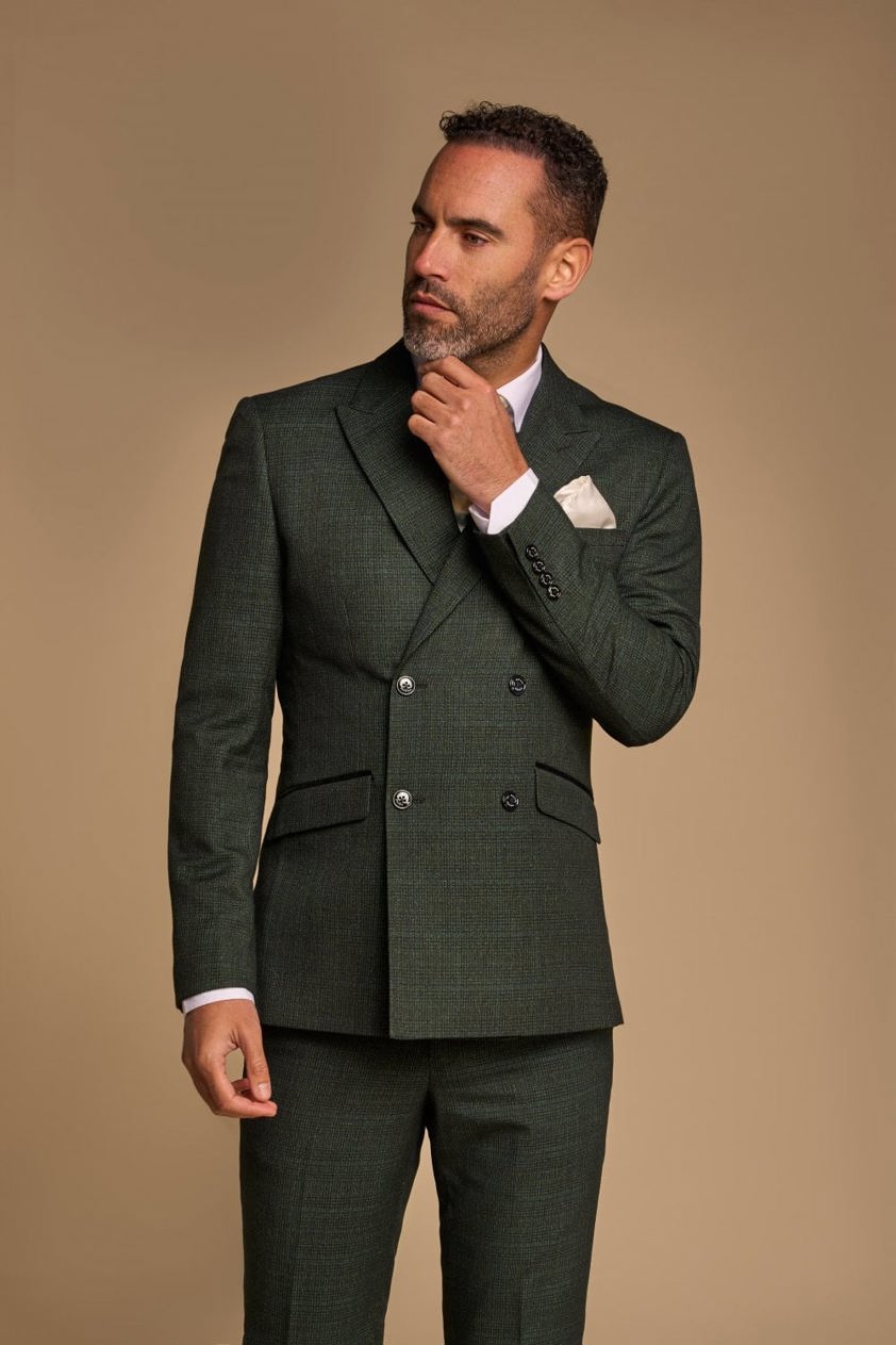 Olive Caridi Check Double Breasted Jacket