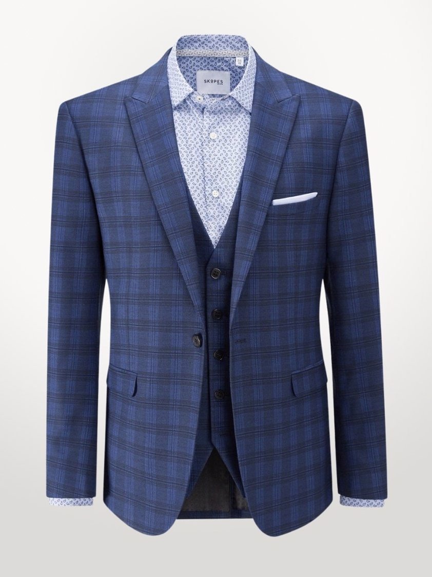 Blue Felix Check Tailored Suit