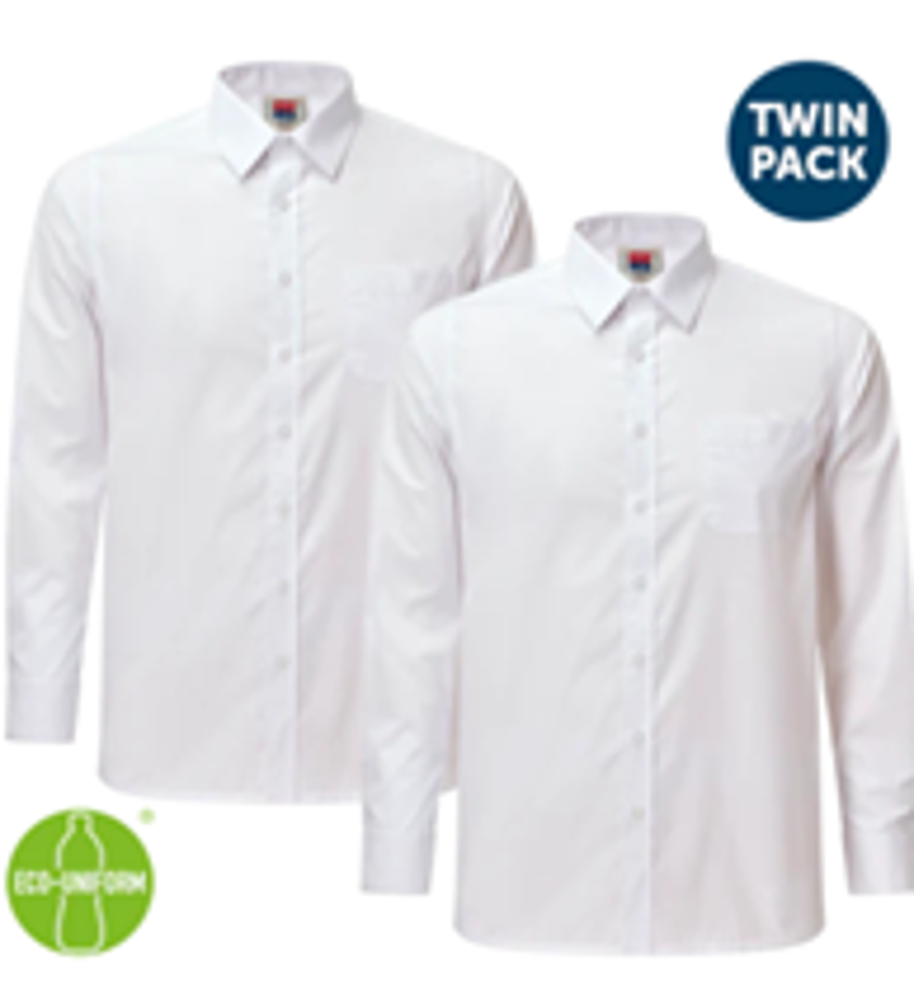 White Boys 2Pk Shirt Long Sleeve 13.5"-15" Collar