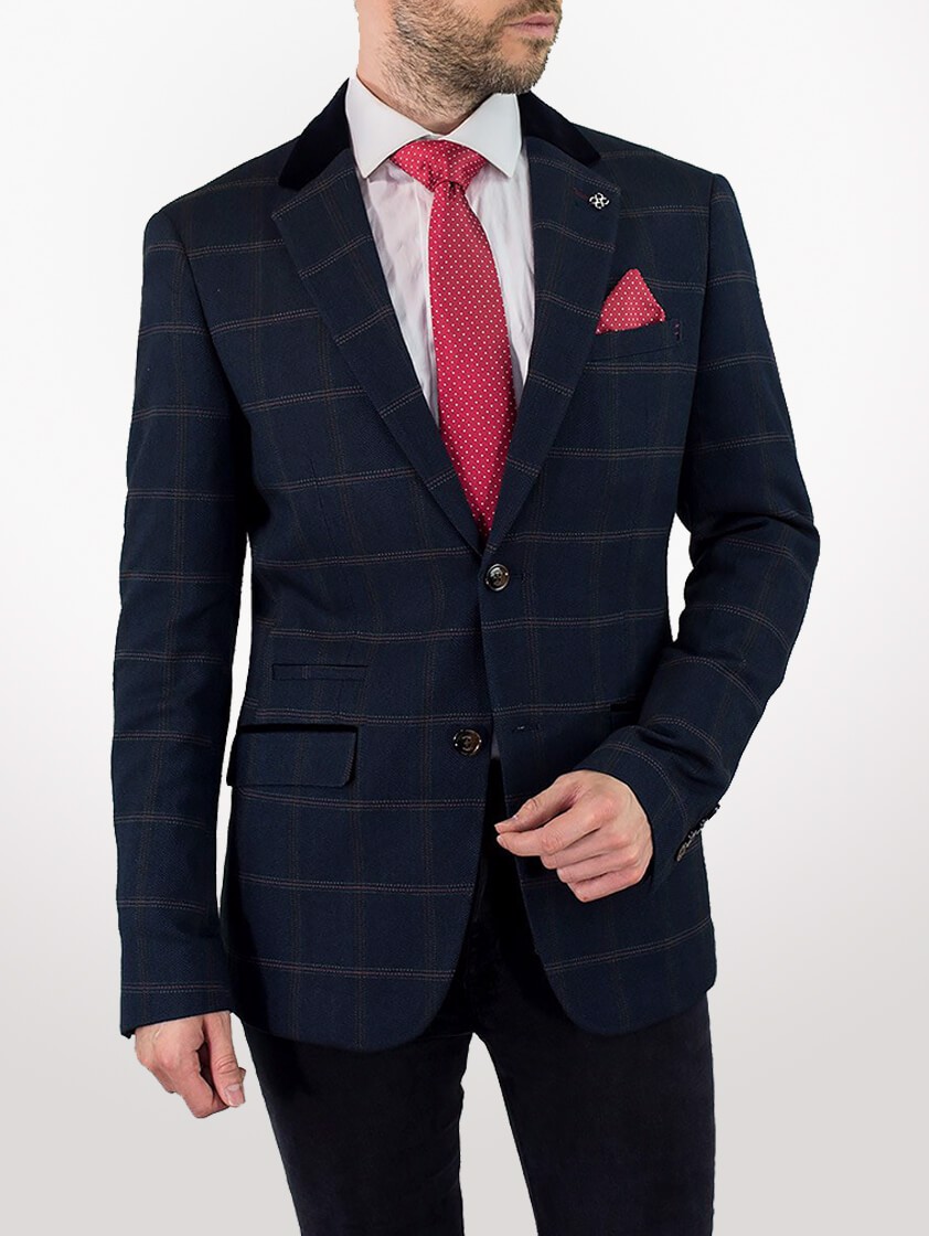 Navy Connall Tweed Style Suit