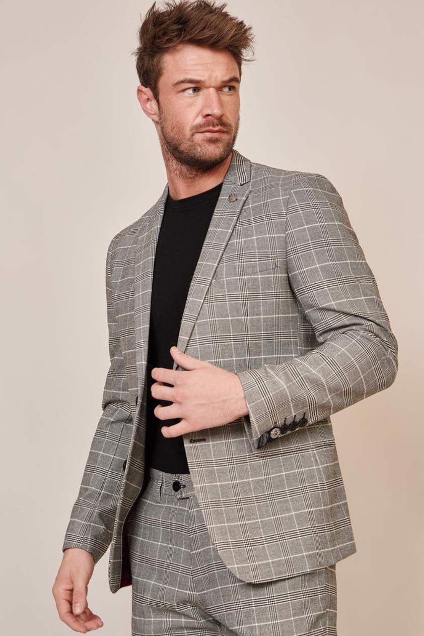 Grey Ross Monochrome Check Three Piece Suit