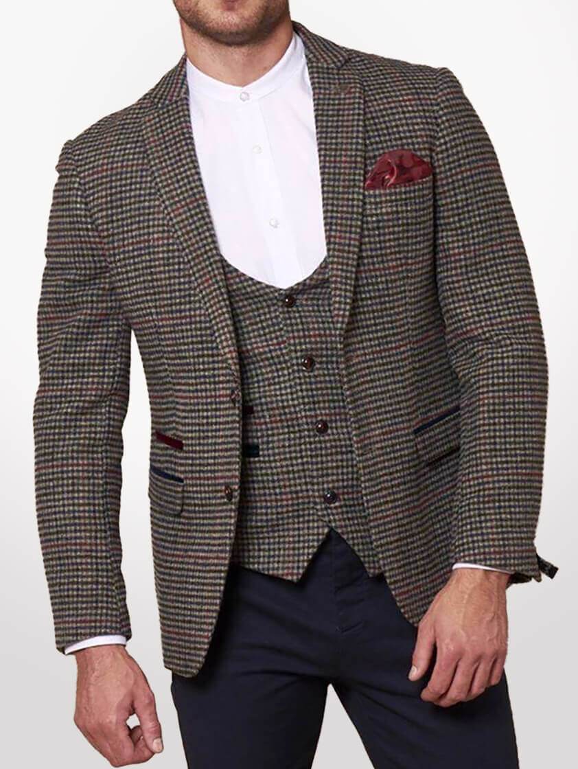 Grey Edward Tweed Style Check Jacket - Save 30%
