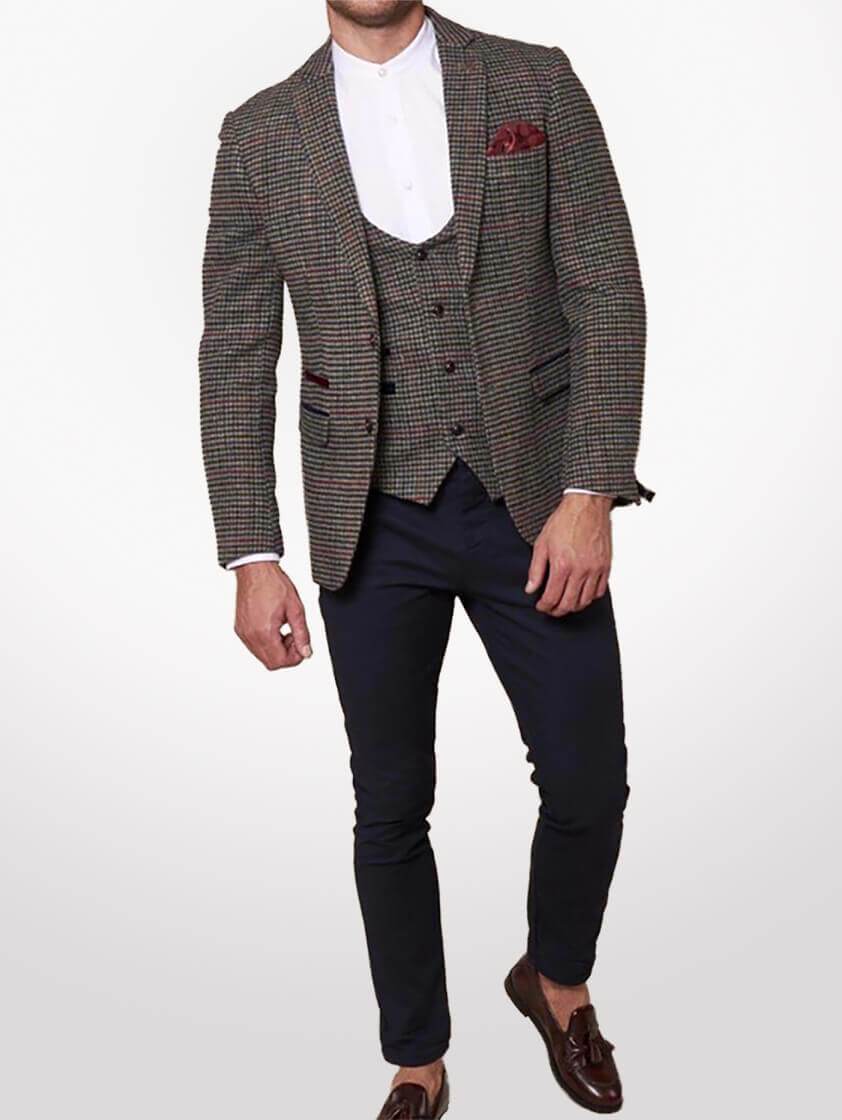 Grey Edward Tweed Style Check Jacket - Save 30%