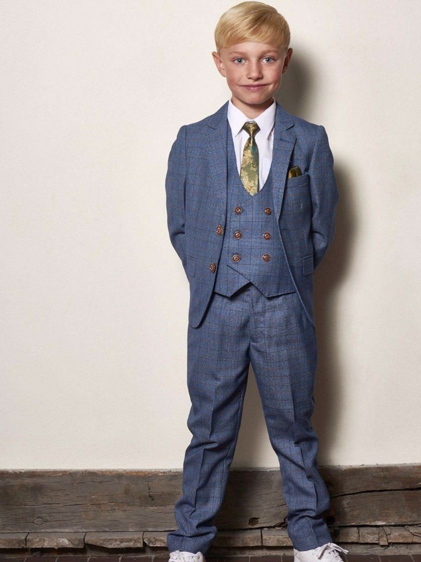 Sky George Sky Blue Check Kids Suit