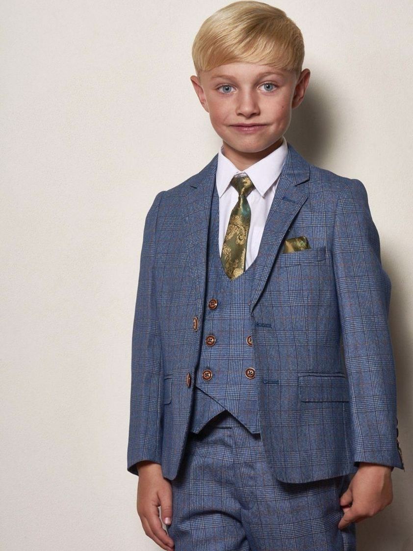 Sky George Sky Blue Check Kids Suit