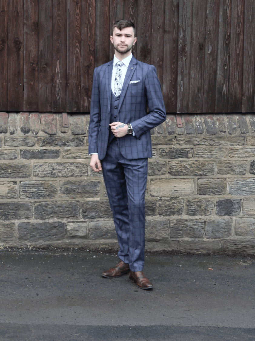 Grey Jose Checked 2piece Suit