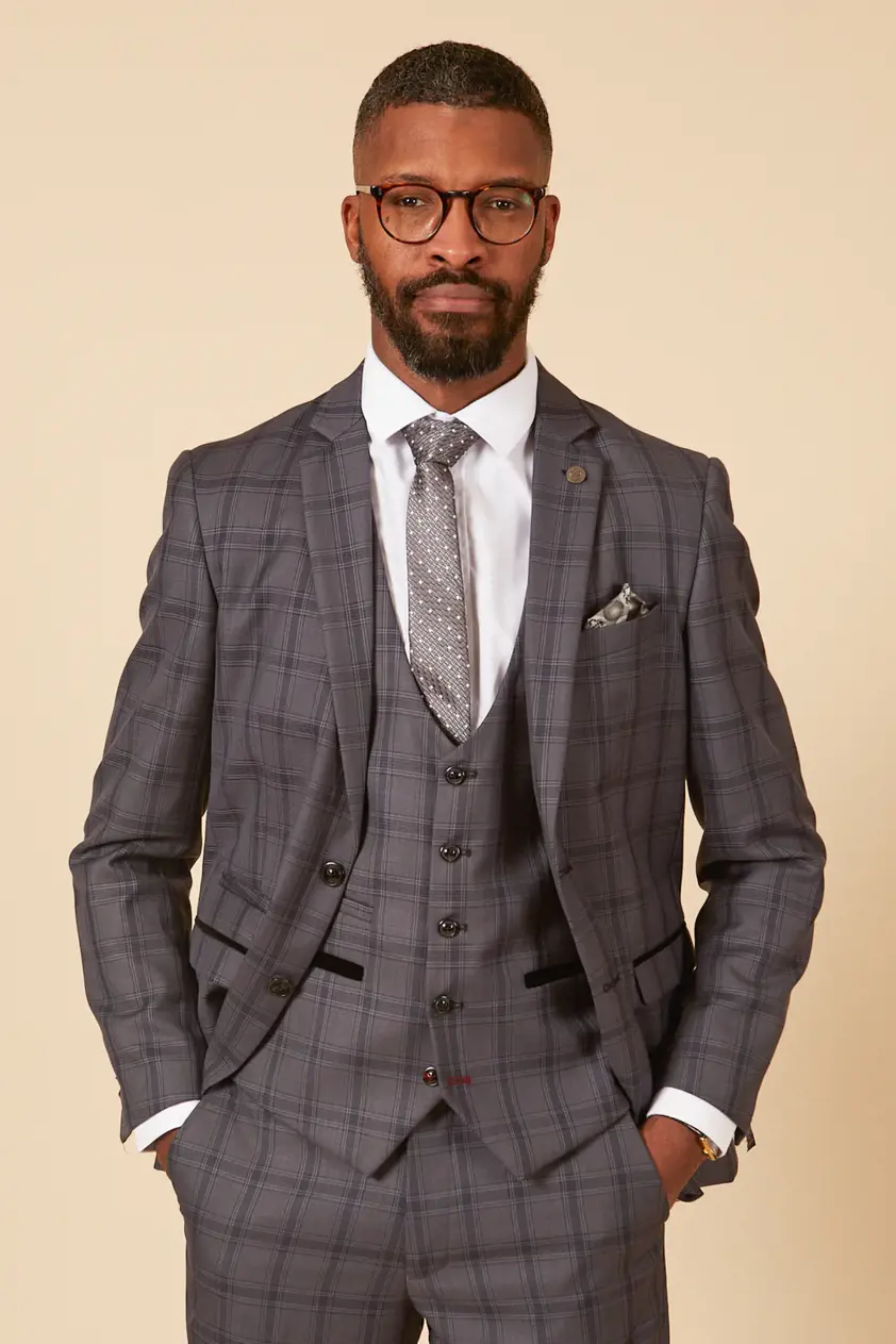 Grey Jose Checked 3piece Suit