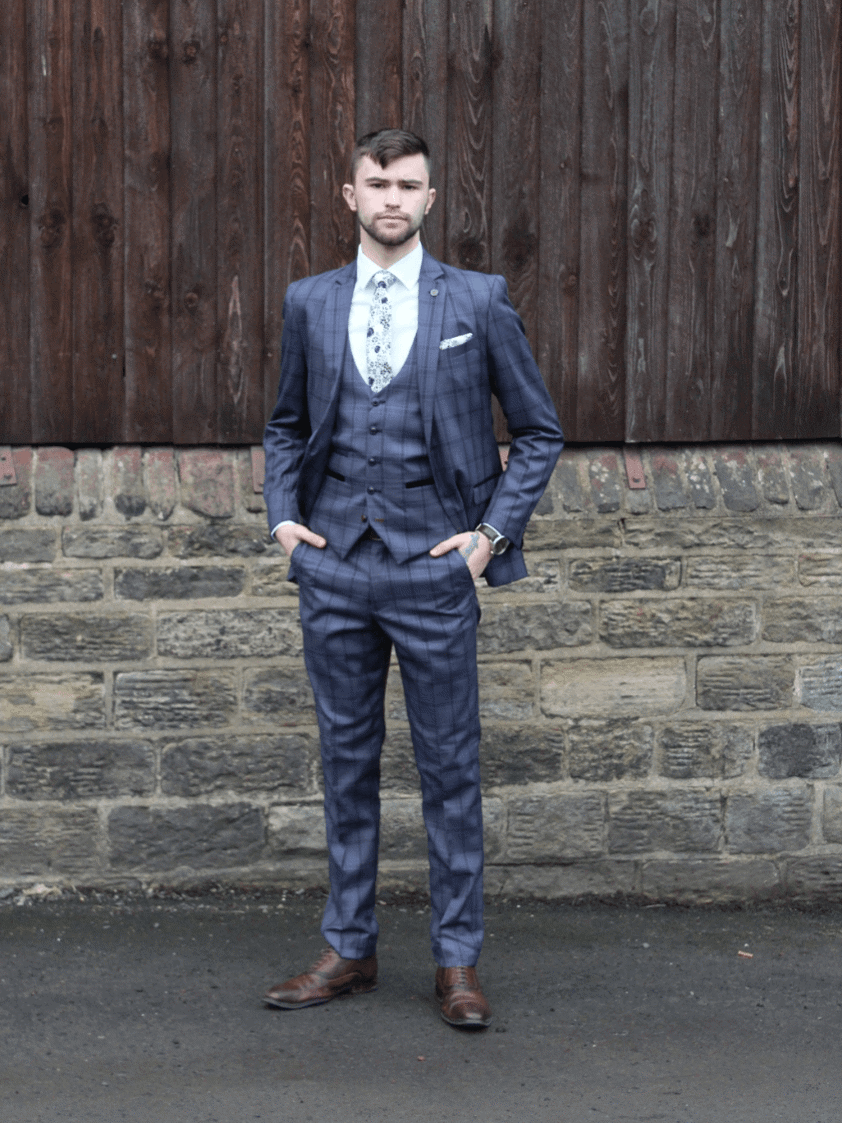 Grey Jose Checked 3piece Suit