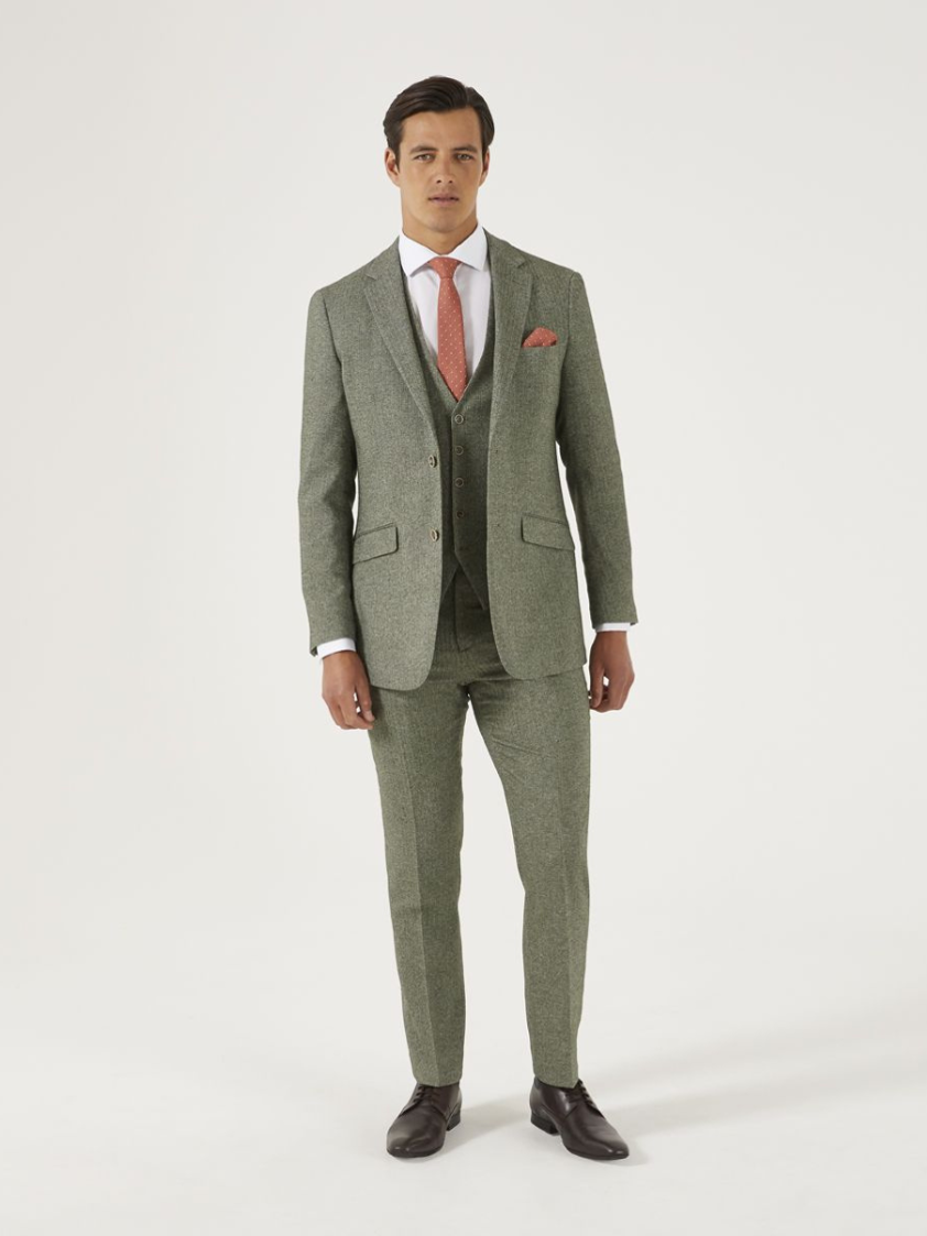 Sage Jude 3piece Tweed Herringbone Suit