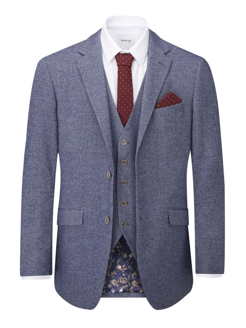 Blue Jude Tweed Herringbone Jacket