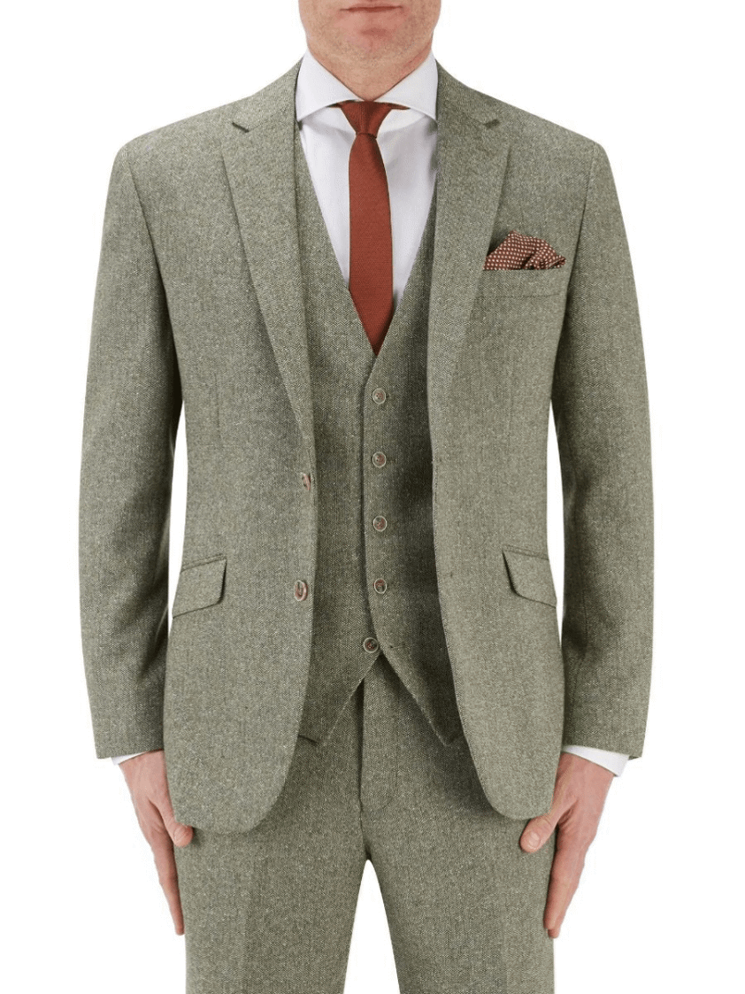 Sage Jude 2piece Tweed Herringbone Suit