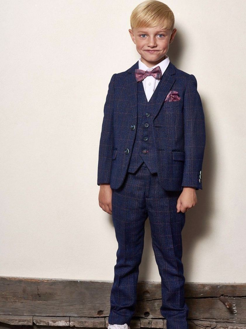 Indigo Harry Indigo Tweed Check Kids Suit