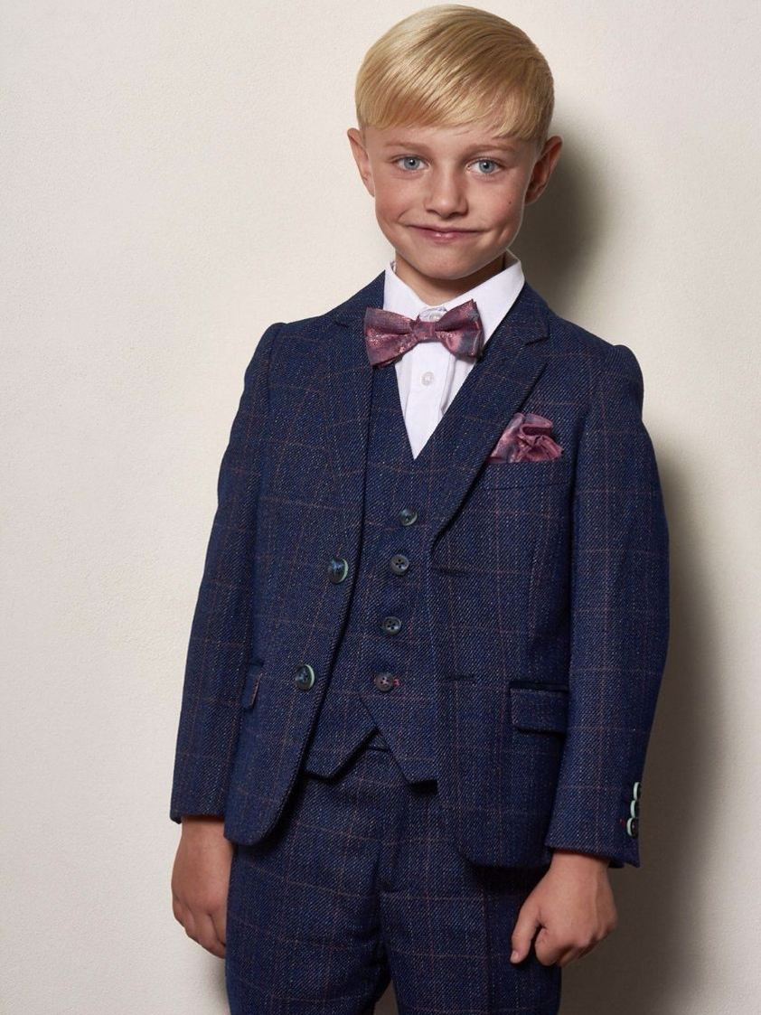 Indigo Harry Indigo Tweed Check Kids Suit