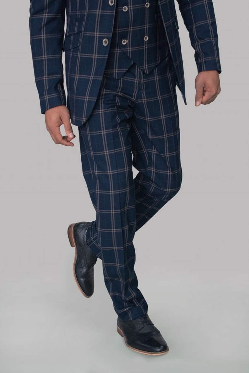 Navy Hardy Checked Trousers