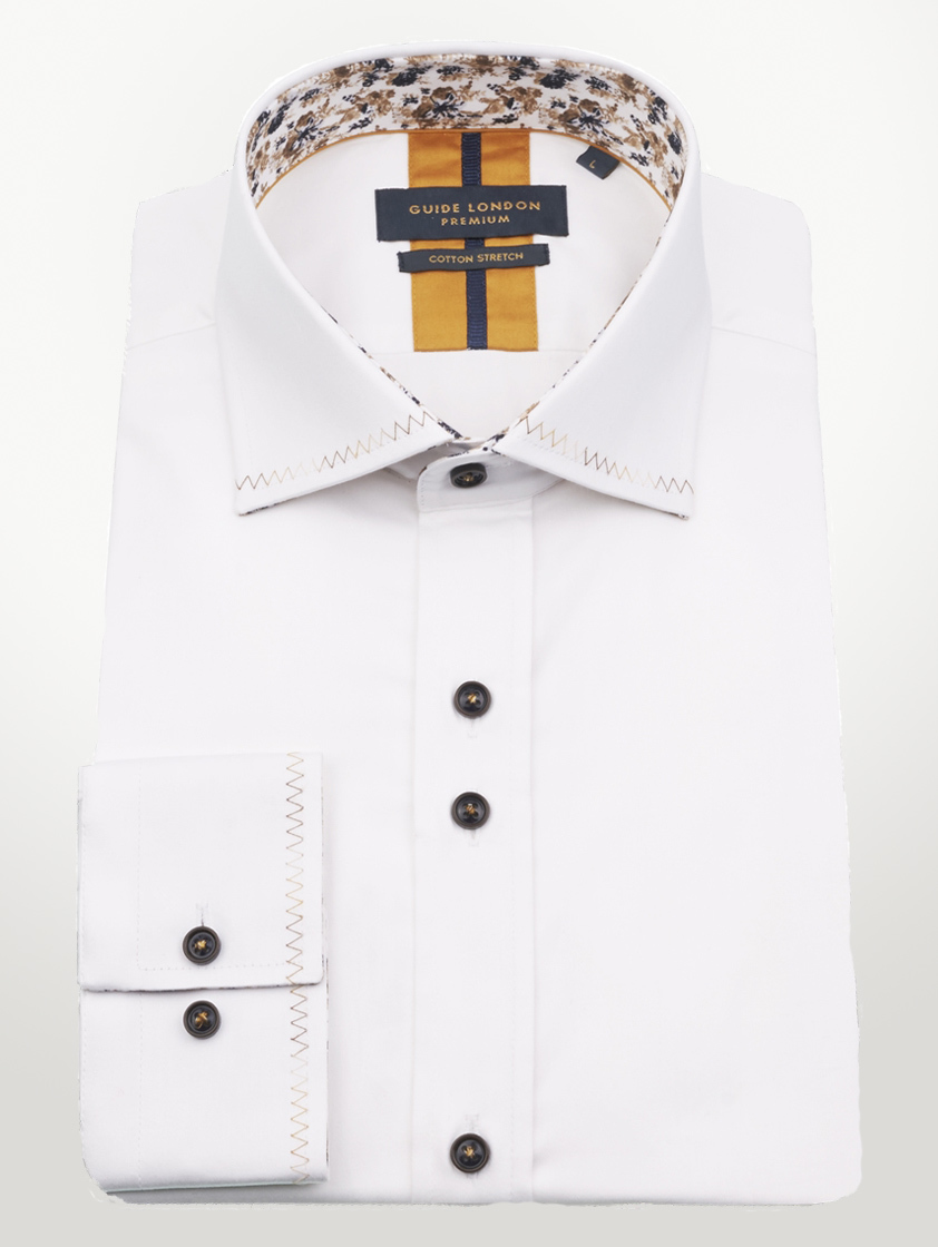 White Detailed Slim Fit Shirt - Save 25%