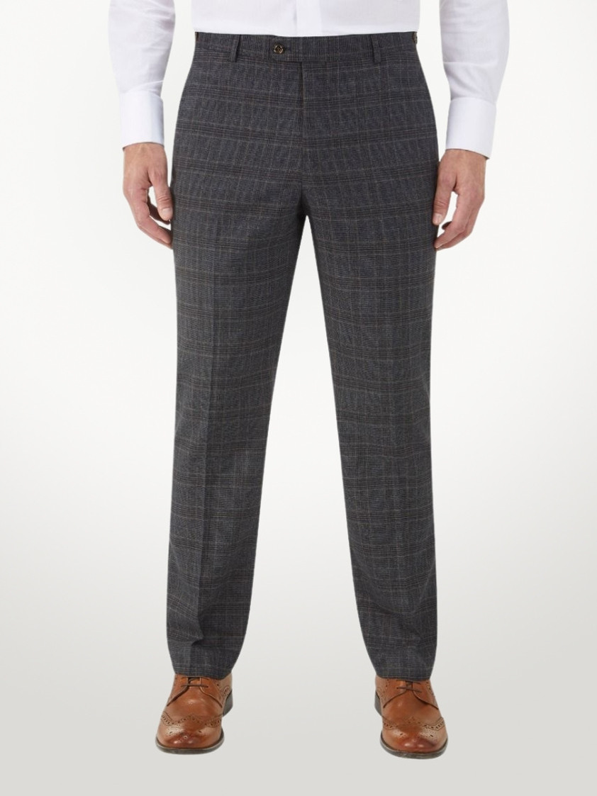 Charcoal Stelling Check Tailored Trousers