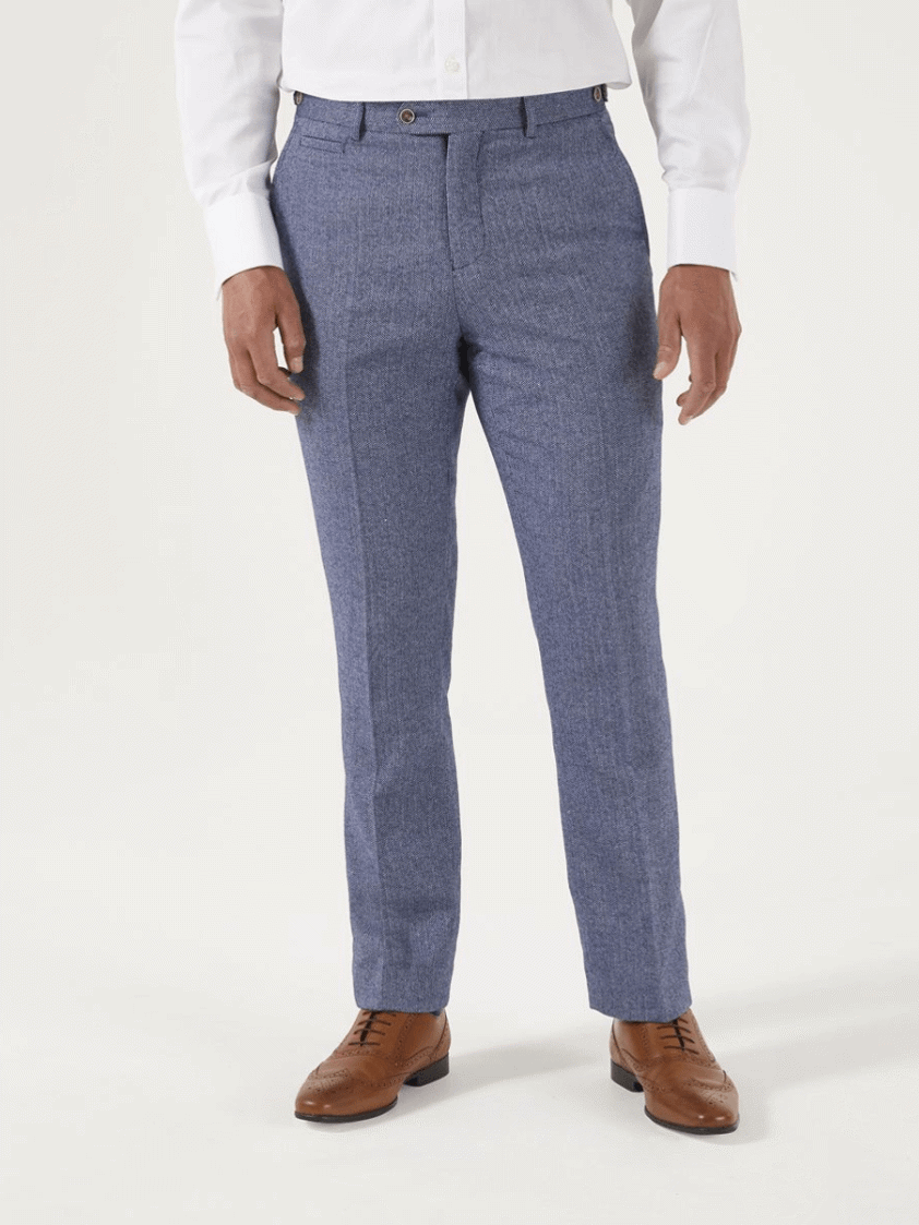 Blue Jude 2piece Tweed Herringbone Suit