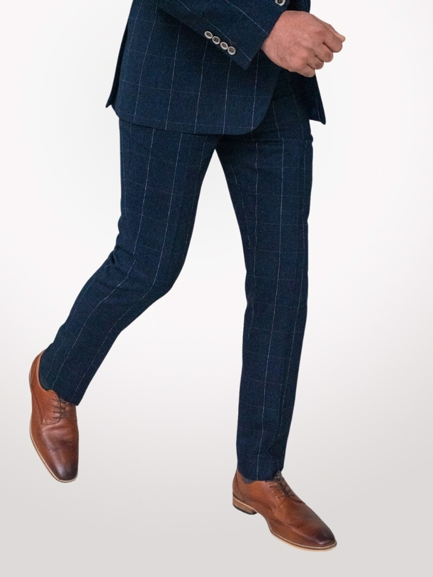 Navy Angels Slim Fit Check Tweed Suit