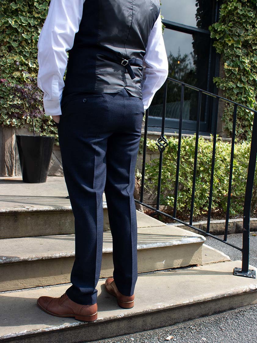 Navy Caridi Check Trousers