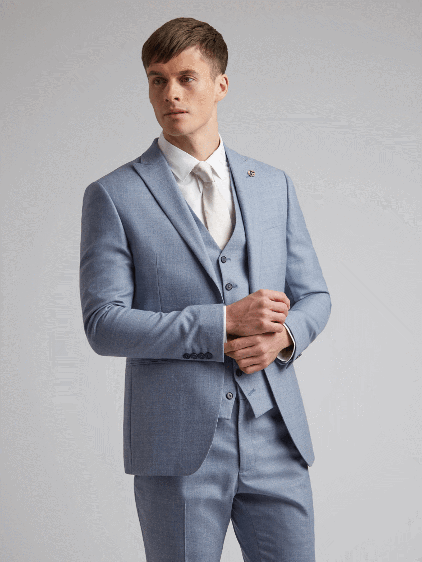 Dusty Blue Light Weight Wool 2 Piece Suit