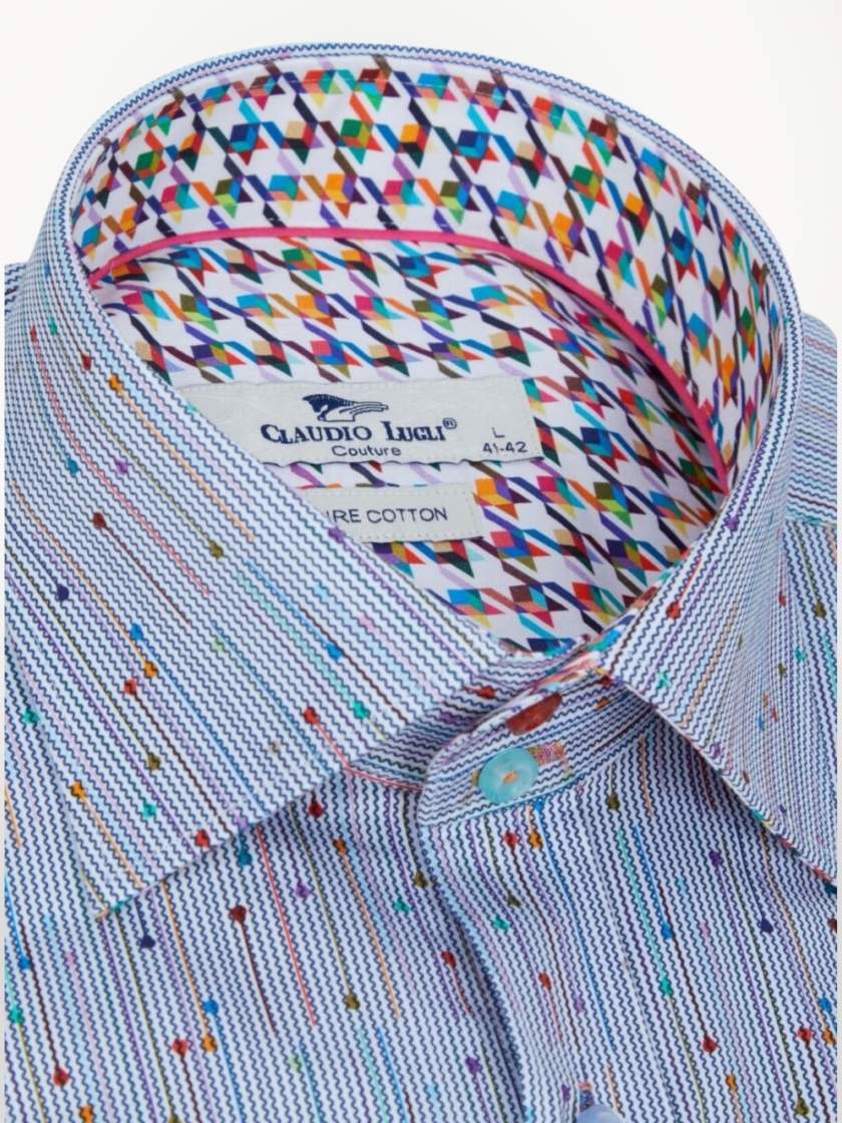 Multi-colour Long Sleeve Stripe Squiggle Shirt