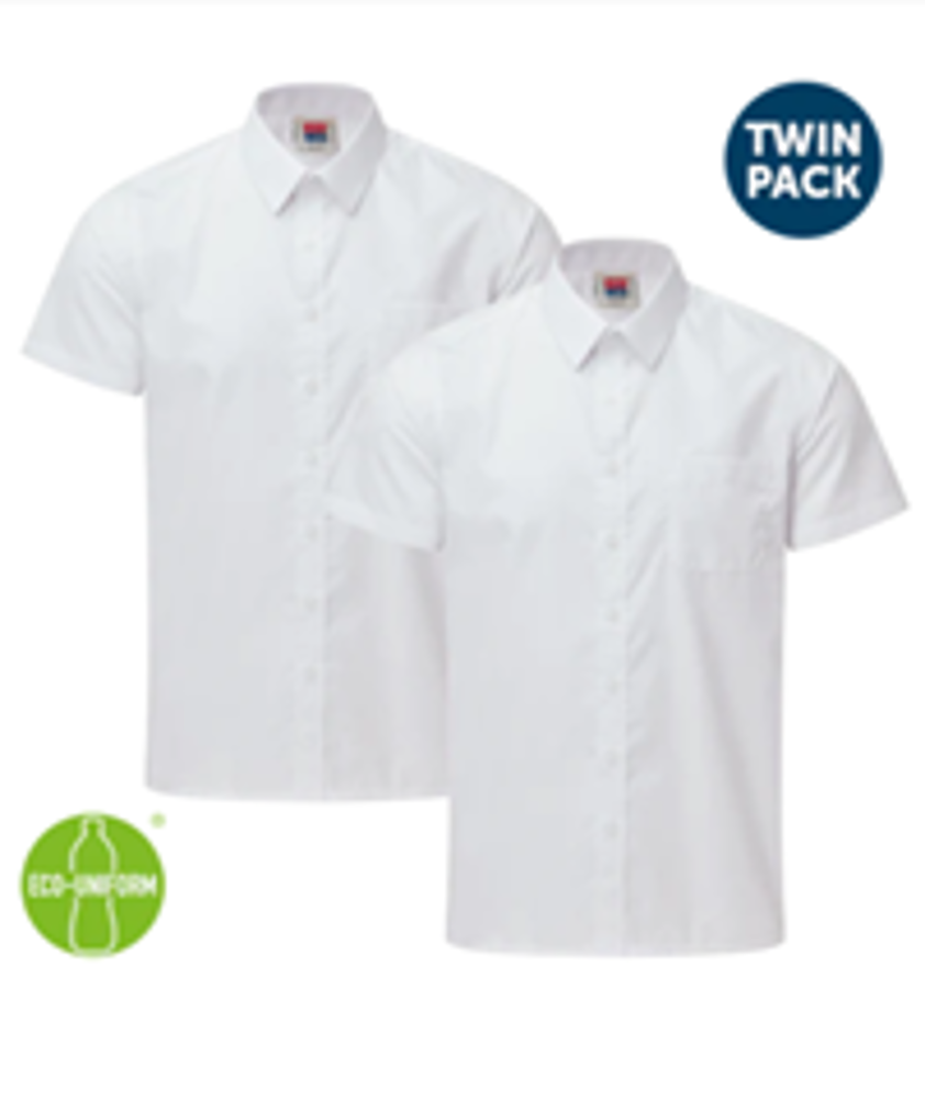 White Boys 2Pk Shirt Short sleeve 15.5"-18" Collar