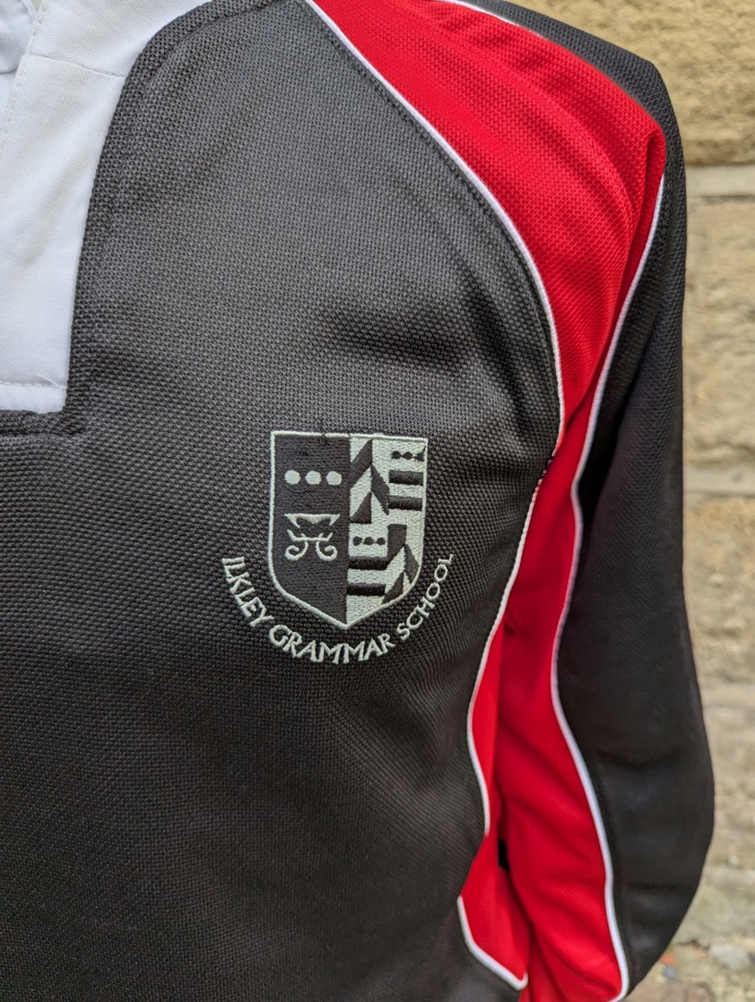 Light Scarlet/Black/White Ilkley Grammar School Rugby Shirt 34-44" Chest