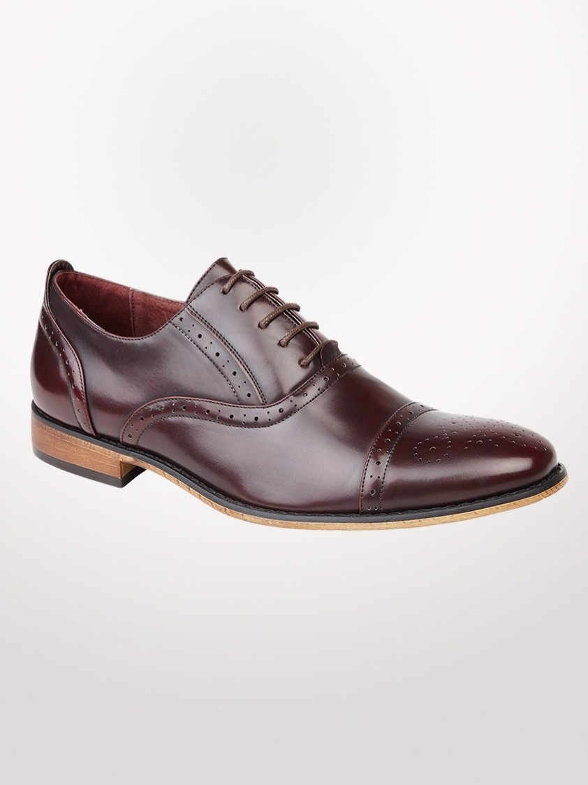 Wine Oxford Brogue Shoes