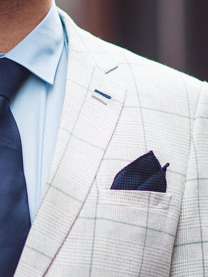 silver check suit