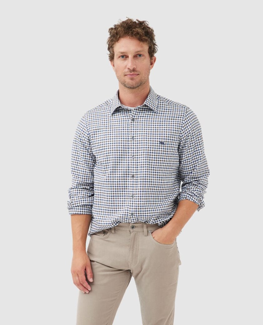 Walnut Gebbies Valley Linen Blend LS Shirt