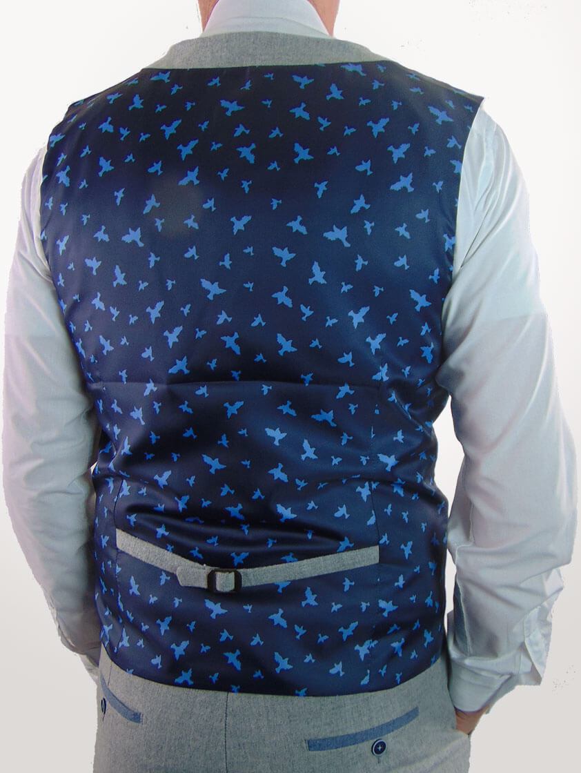 Silver Slim Fit Wool Blend Single Breasted Waistcoat - Save 40%